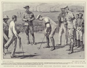 Recreatie op oude slagvelden, stafmedewerkers die golf spelen in Johannesburg